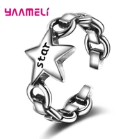 punk hollow smiling face thai silver ring 925 sterling silver round ball tassel open rings for women men gifts