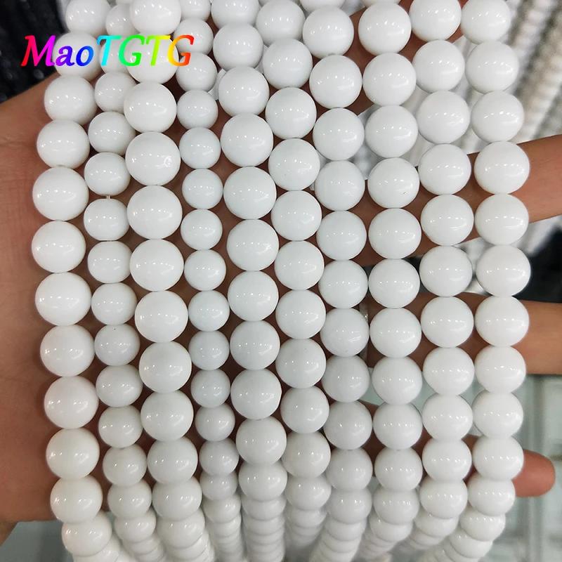 

Natural White Stone Round Beads For Jewelry Making DIY Bracelet Necklace 6/8/10/12mm Natural Stone Round Loose Beads Wholesale