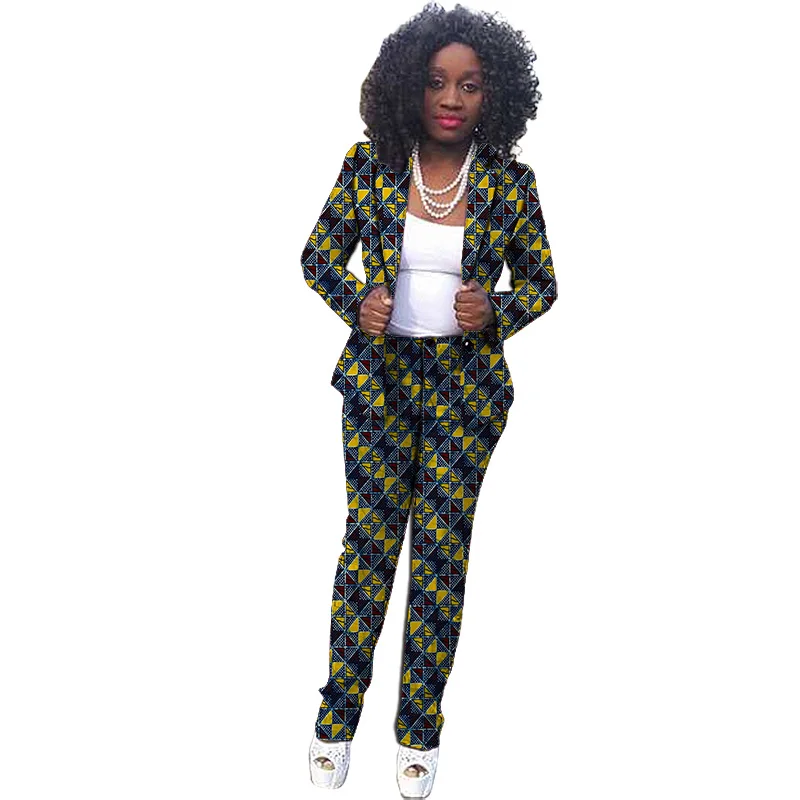 Nigeria Stylish Print Women Pant Suits Blazer With Trouser Female Ankara Outfits African Wedding Party Wears