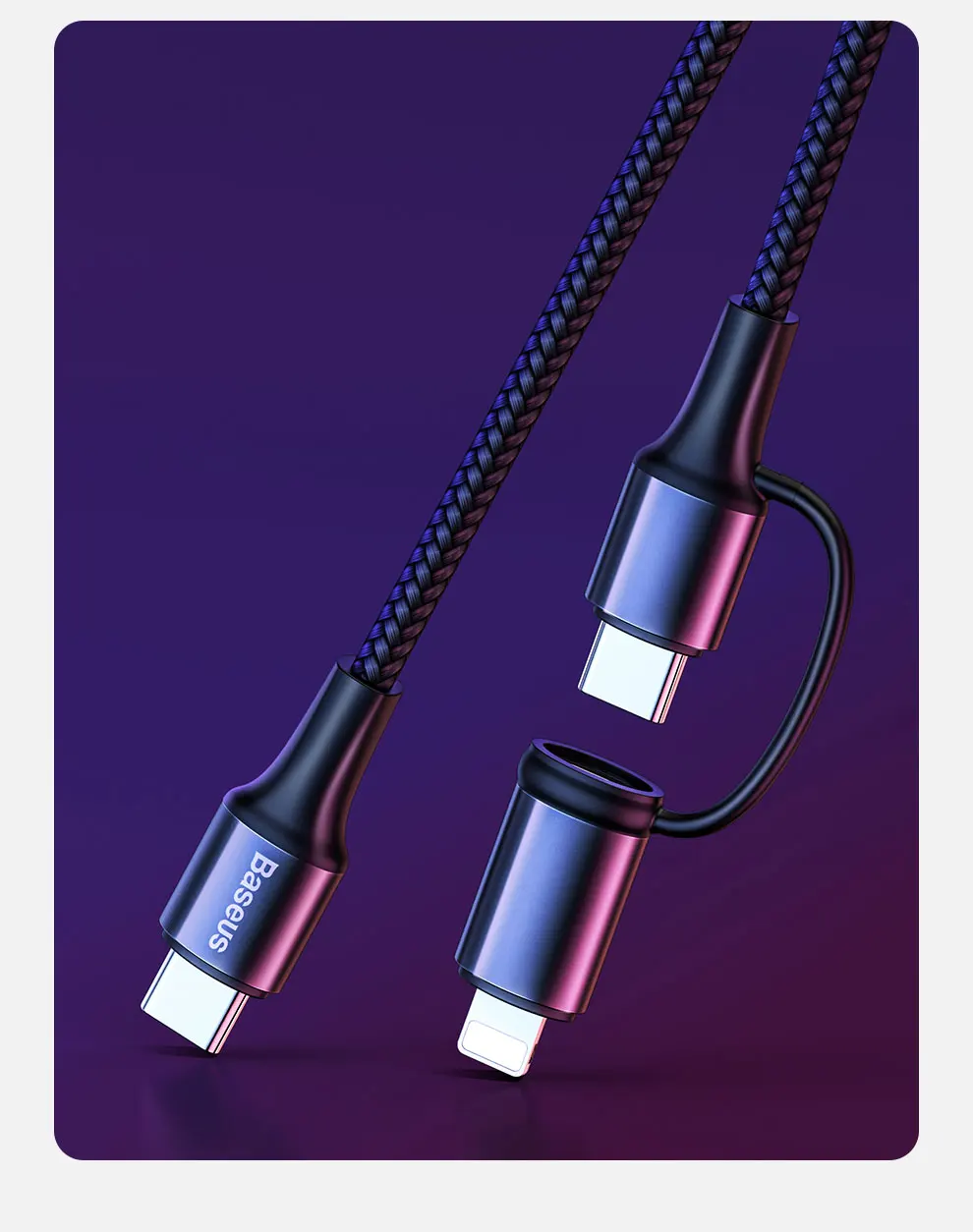 Baseus 60 Вт usb type C кабель для USB-C кабель PD Быстрая зарядка зарядное устройство USBC к usb-кабелю для iPhone Xs Max X 2 в 1 кабель провод шнур