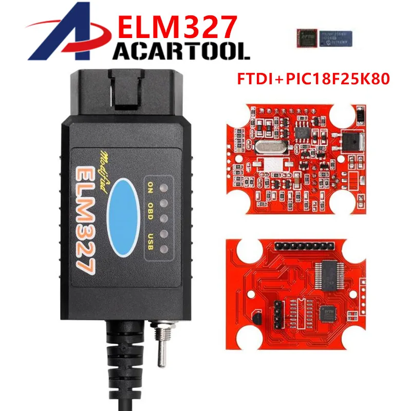 ELM327 сканер Bluetooth Автомобильный OBD2 диагностический инструмент USB FTDI/PIC18F25K80 чип-код ридер для Ford HS CAN/MS Переключатель