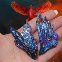 natural quartz crystal jet stone chinese phoenix rainbow titanium cluster peacock blue feather mineral specimen healing stones