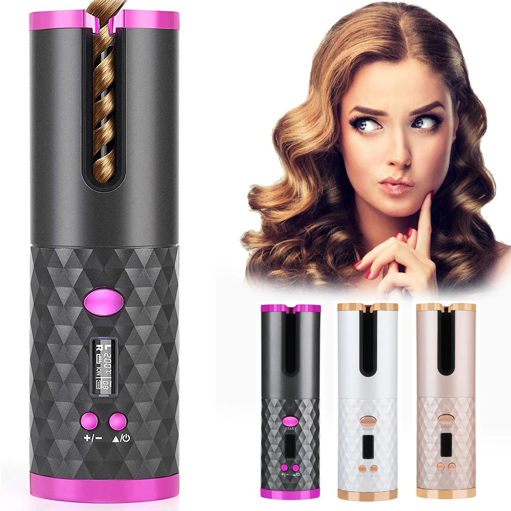 

Auto Rotating Hair Curler Portable Cordless Automatic Natural Curl Rechargeable Ceramic Curling Irons Wireless Big Wave Airwrap