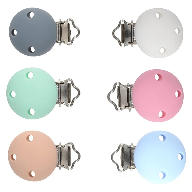 

NEW 1pcs/lot Round Silicone Pacifier Clip Silicone Teething Bead Baby Clip Accessories Clip Clasp Toy DIY Pacifier Chain Tool