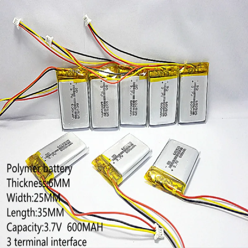 Полимерная литиевая батарея 3 7 V 600mah 602535 062535 может быть настроена оптом CE FCC ROHS MS