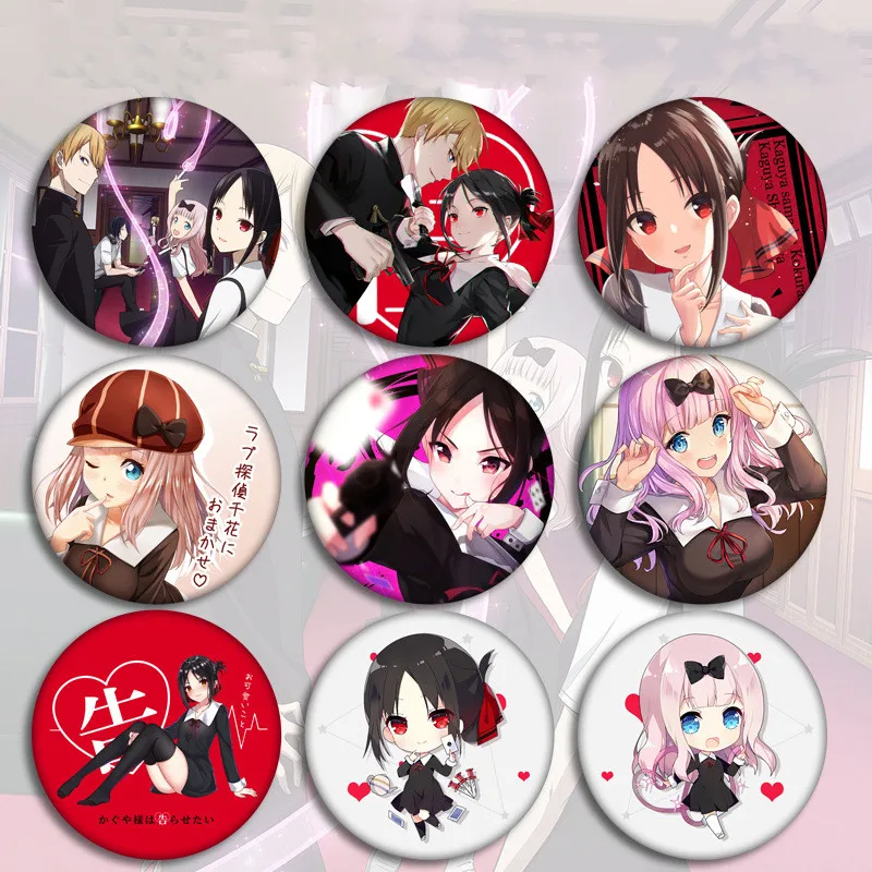 Аниме Kaguya sama: Love Is War значки на рюкзак Fujiwara Chika аниме Значки Декоративные для