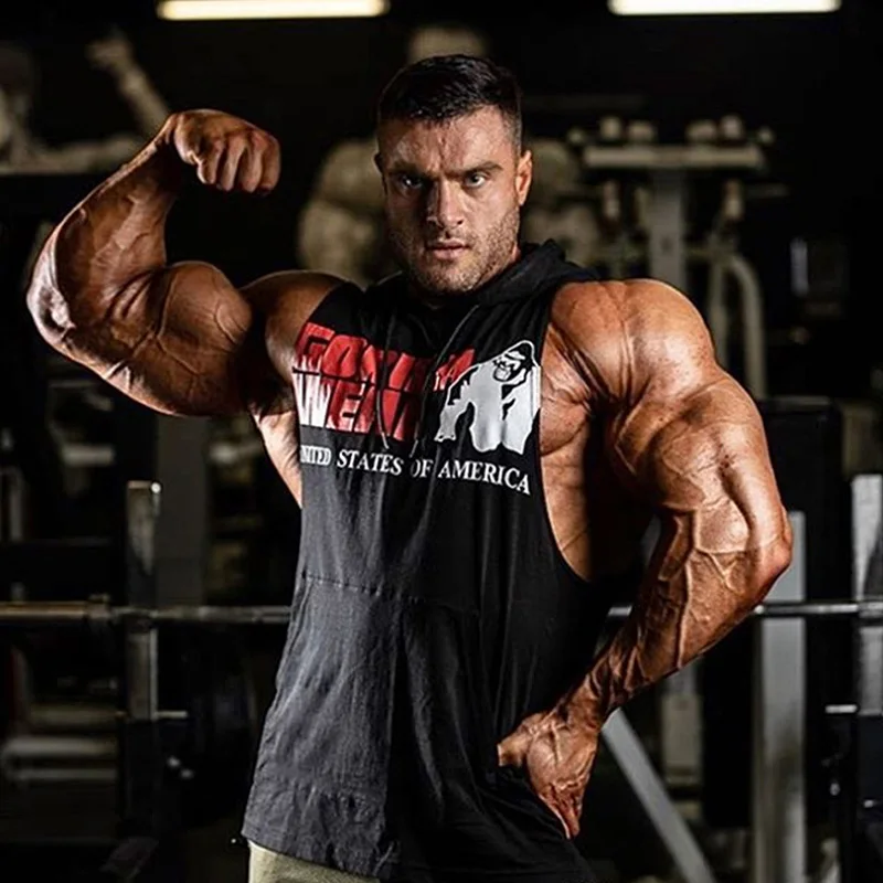 Мужская модная Толстовка без рукавов с принтом для фитнеса Спортивная майка из