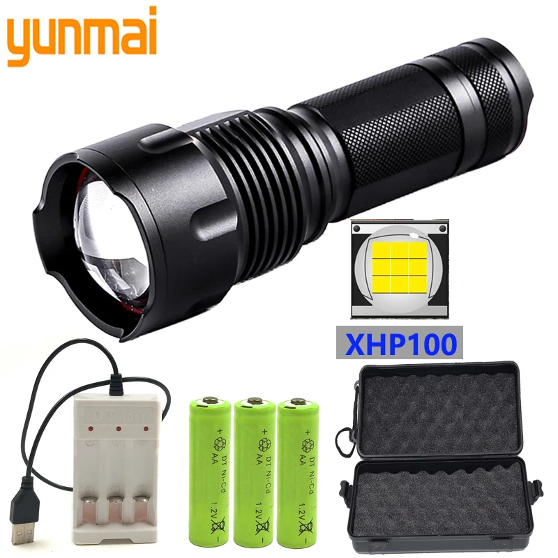 

Torch Zoomable Aluminum Alloy Lantern Xhp90.2 9-core High Quality Led Flashlight 18650 26650 AA Battery