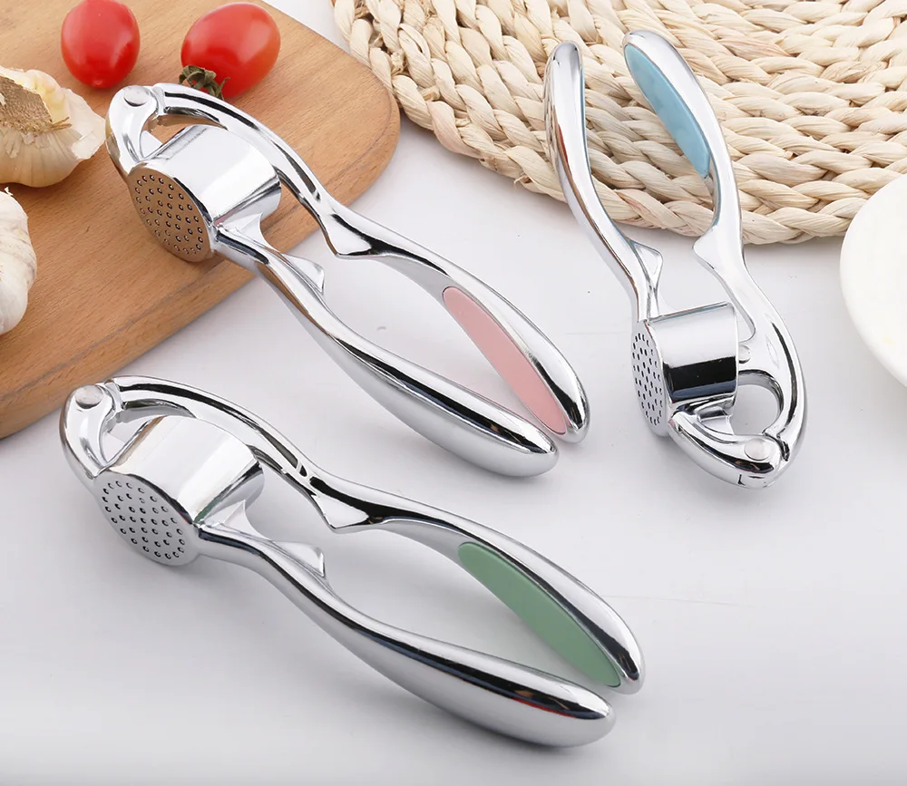 

Kitchen Gadgets Multifunctional Garlic Press Zinc Alloy Garlic Masher Arc-shaped Garlic Peeler Manual Garlic Masher