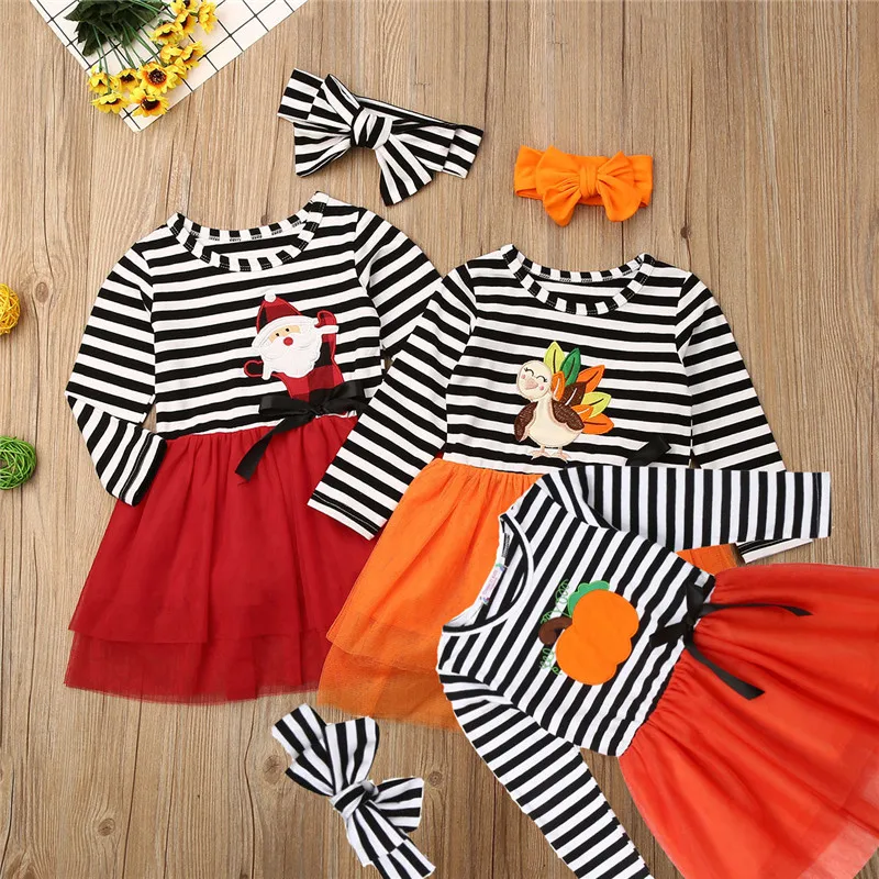 Детские вечерние фатиновые платья-пачки на Рождество Хэллоуин День благодарения