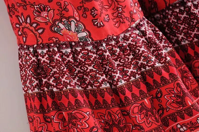 Летняя, винтажная, шикарная, модная, женская, хиппи, Пляжная, богемная, с цветочным принтом, юбка с высокой эластичной талией, макси, трапециевидная, бохо, юбка для женщин