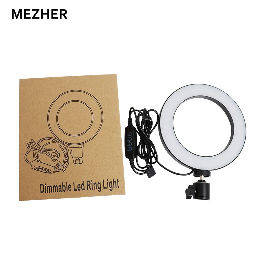 Светодиодная лампа для селфи Mezher 3200 K 5500 Фотогалерея диммер видео смартфон с