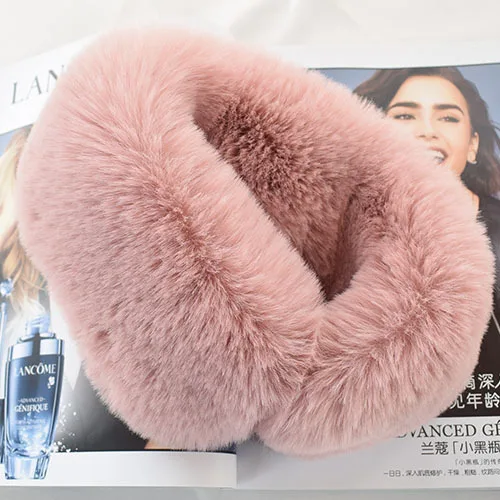 dark pink Креативный Магнитный меховой шарф с двойным лицом для девочек, женский зимний шарф из искусственного меха, мягкий пушистый кролик, меховой воротник, шарфы из лисьего меха - Цвет: dark pink