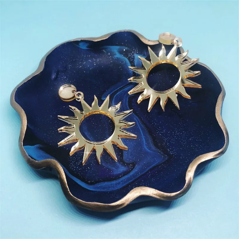 

SUN GODDESS- Gold mirror acrylic sun stud earrings/ Handmade/ Lasercut/
