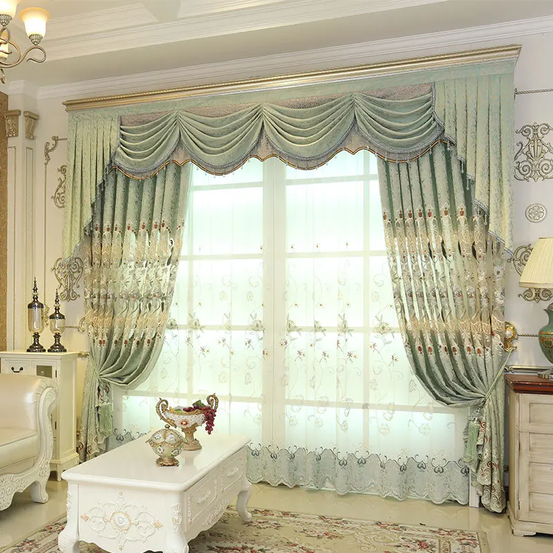 

Luxury European-style American Curtain Chenille Embroidery Valance Curtains for Living Dining Room Bedroom