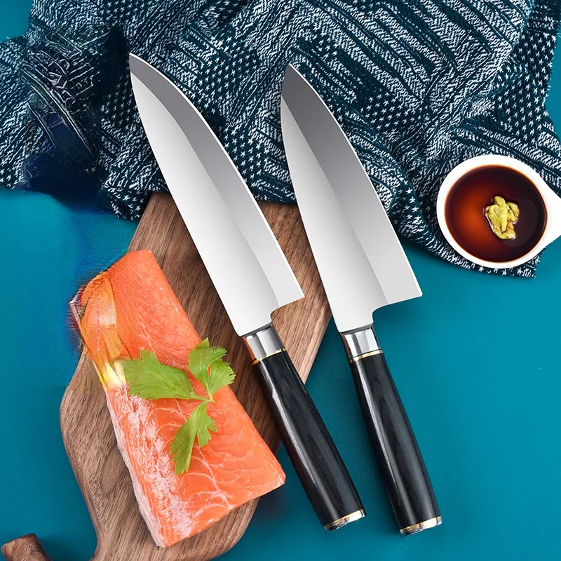 

Японские ножи шеф-повара, клипса из нержавеющей стали 5Cr для ловли лосося, рыбы, сашими, суши, 7 дюймов