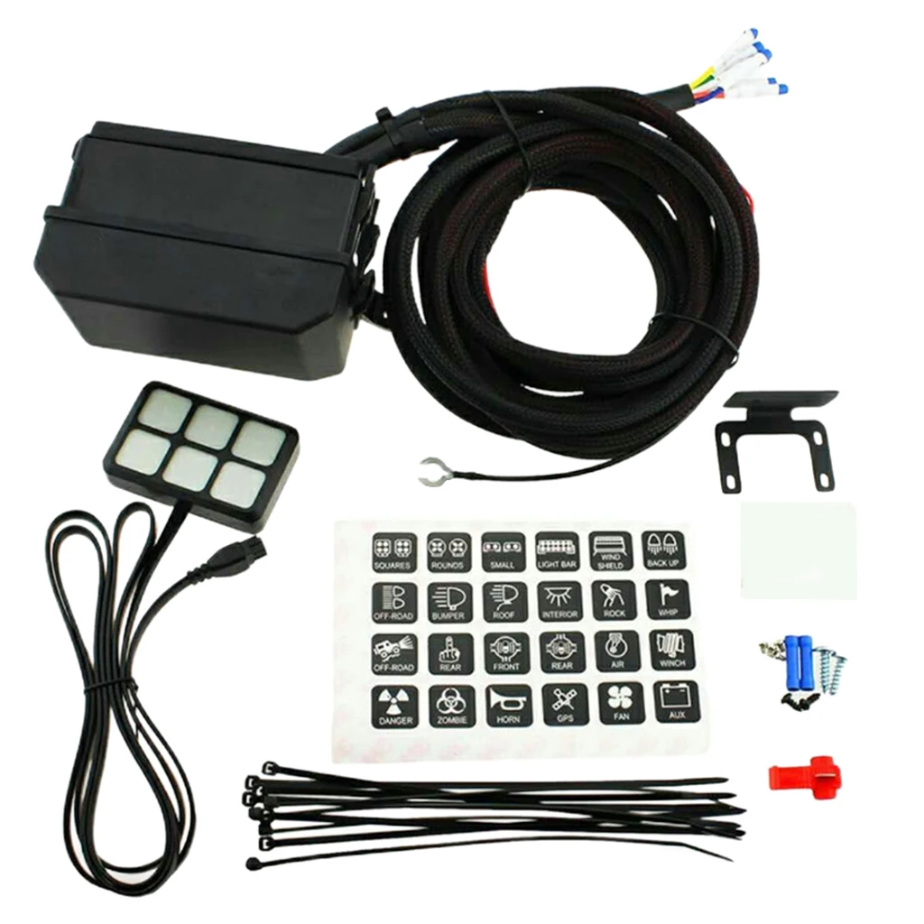 

Панель кулисного переключателя 12 В, 6 комплектов, для автомобилей, морских автофургонов, грузовиков, защита от перегрузки