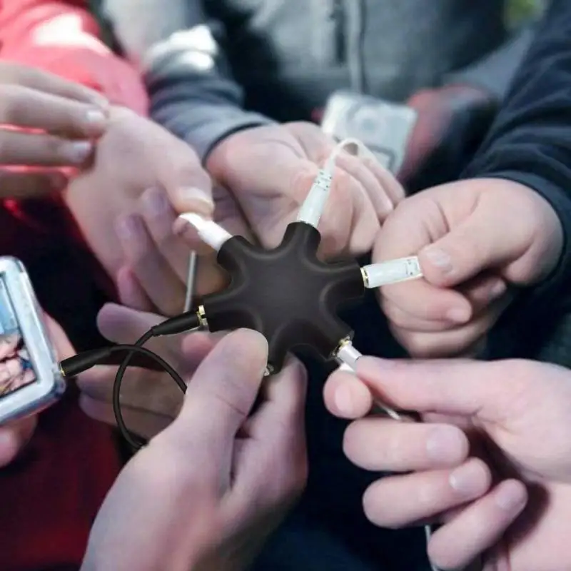 Прочный 3 5 мм вспомогательный аудиокабель с 6 разъемами разделитель переходник