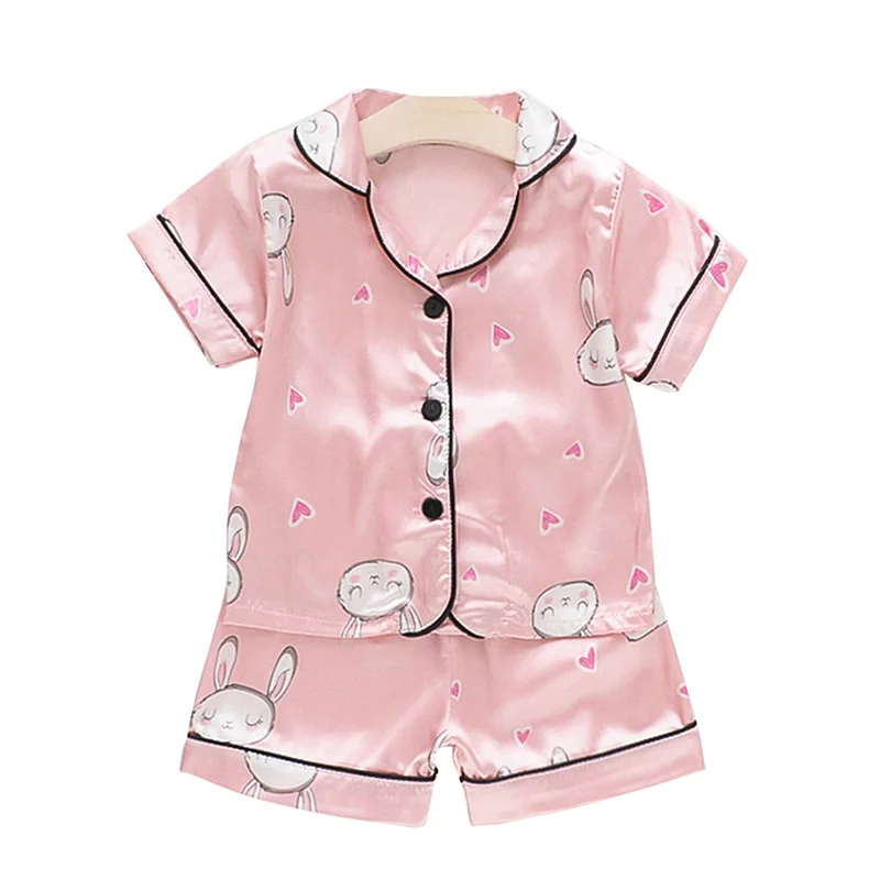 

Short Sleeve Child Blouse Tops+Shorts Sleepwear Pajamas Kids Clothes Baby Pajama Sets Boys Girls Cartoon Deer Print Outfits Set