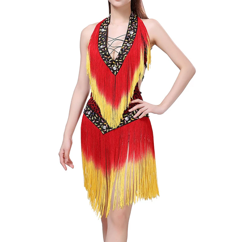 Сексуальное платье для латиноамериканских танцев с глубоким V образным вырезом и