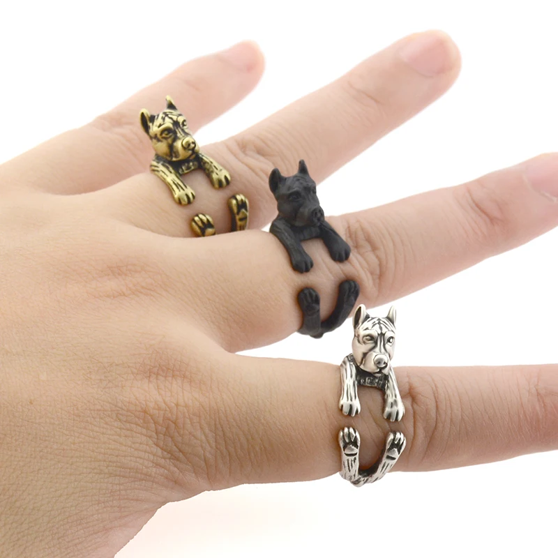 Новинка 3 цвета античный панк питбултерьер оберточное кольцо бохо латунный