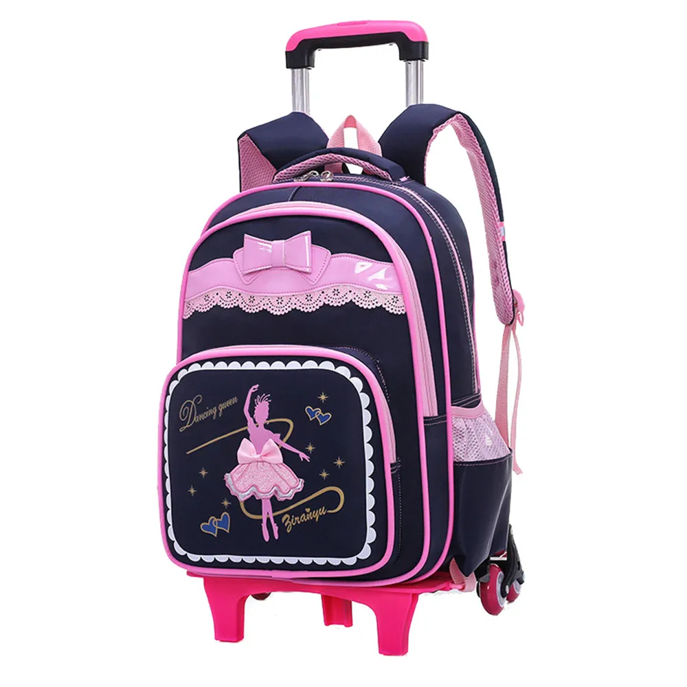 Bow-knot Girls Elementary Trolley Rolling School Backpack Waterproof Book Bag for Primary Kids Wheeled Carry On Luggage | Багаж и сумки