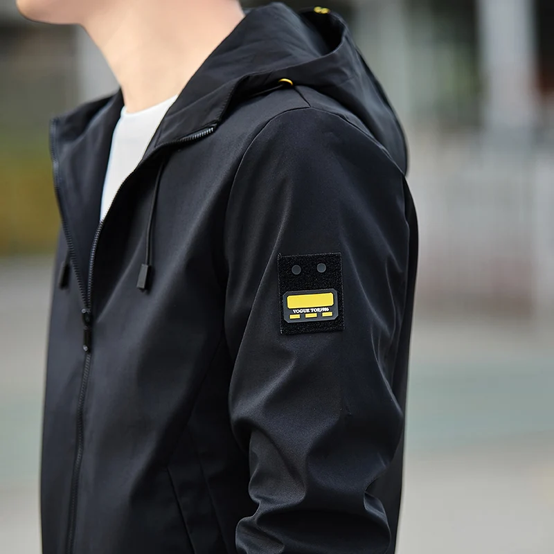 

Gman Spring Autumn Man Jacket Hooded In Solid Color Coat Zipper Closure Simple Design Outwear Casual Youth Clothing M-4XL 9623