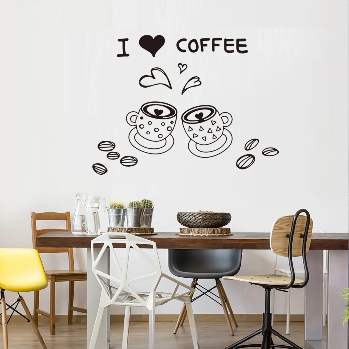 

Creative Anime Coffee Shop Cartoon Wall Stickers Restaurant Decoration Stickers Hotel Decor Waterproof Vinyl Wall Decal Kawaii