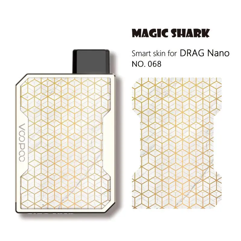 Магическая Акула мода мотоцикл армейский лист сотовый Череп ПВХ Vape Pod чехол наклейка кожи пленка для Voopoo Drag Nano - Цвет: 068