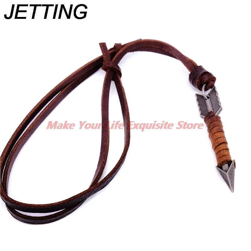 

New Fashion Trendy Men Vintage Leather Wild Arrow Punk Necklaces Alloy Pendants Personality Body Choker Chain Jewelry Gift