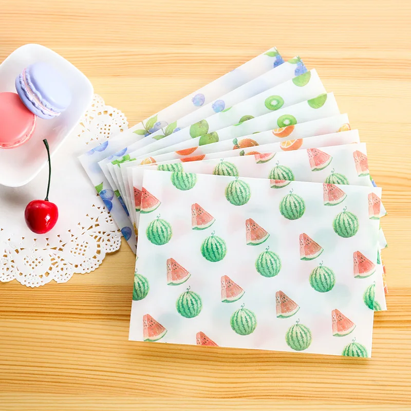 

8 цветов, полупрозрачные конверты в виде свежих фруктов, Обложка для свадебных открыток, бумажная сумка для хранения визиток