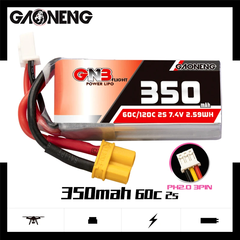Оригинальный аккумулятор Max 120C Gaoneng Gnb HV Lipo 350 мАч 2S 7 4 В с разъемом XT30/PH2.0