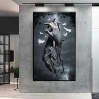 modern abstract painting big large size canvas black and white poster decoration for home room frameless wall paintings