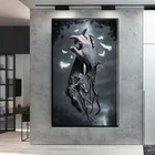 Современная Абстрактная живопись, большой размер, холст, черно-белый плакат, украшение для дома, комната, Безрамные настенные картины