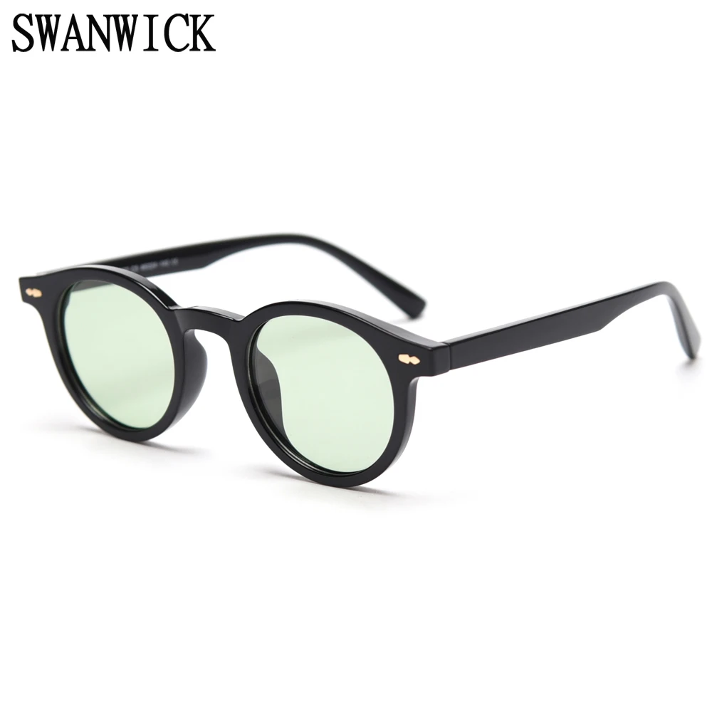 Swanwick retro round sunglasses women colorful lenses polarized sun glasses male black green hot item Spring uv400 korean style