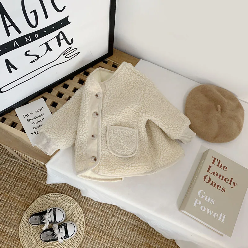 Теплые куртки для девочек Сезон осень зима Овечья шерсть Детское пальто детей