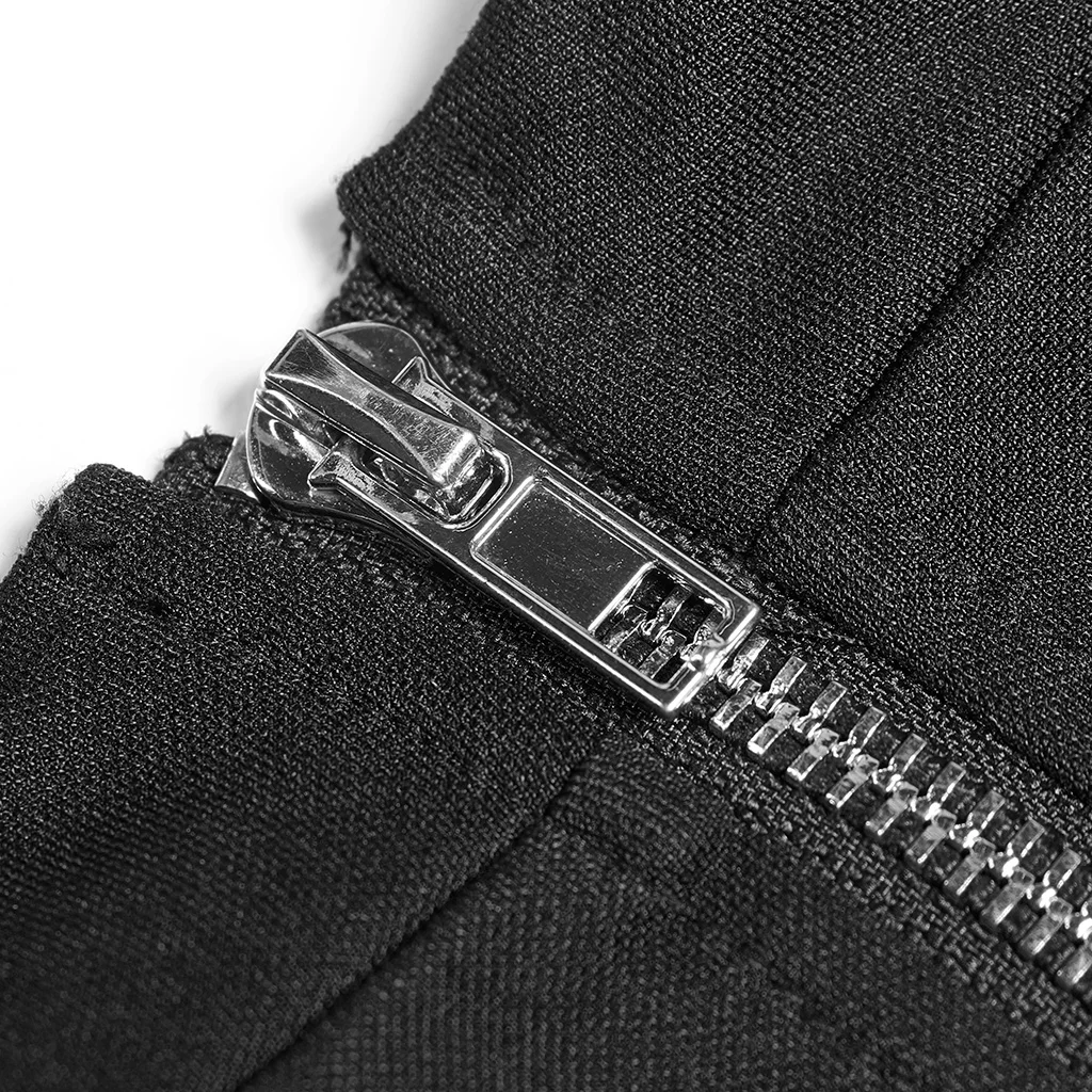 PUNK RAVE Women's Gothic High Collar Collect Waist Dress Knit Belt Sexy Retro Lantern Sleeve Women Dresses | Женская одежда