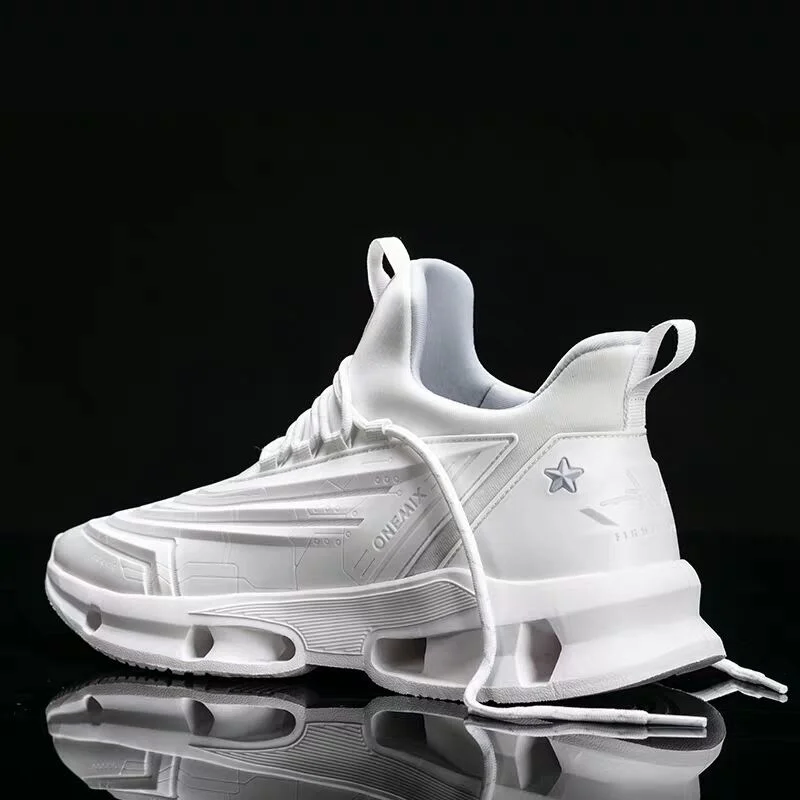 

ONEMIX Men Running Shoes 2021 Outdoor Sneakers Technology Style Leather Shock Absorption Lightweight Fashion Sport Jogging Shoes