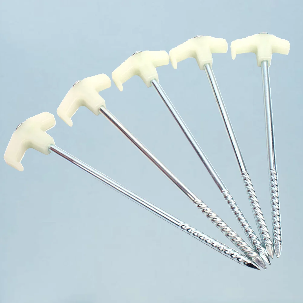 

8 Pcs 25CM Outdoor Luminous Camping Tent Stakes Pegs Plastic Handle Iron Steel Screw Spiral Nails Awning Trip Kit for Outdoor Ca