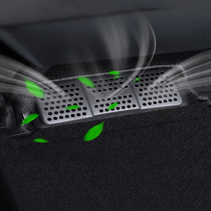 Наклейка на крышку автомобильного кондиционера под сиденье Tesla model 3 пылезащитный