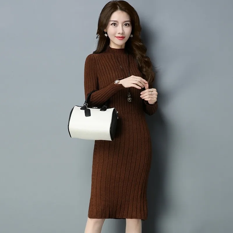 Трикотажные свитеры модное женское платье с длинным рукавом 2020 трикотажная