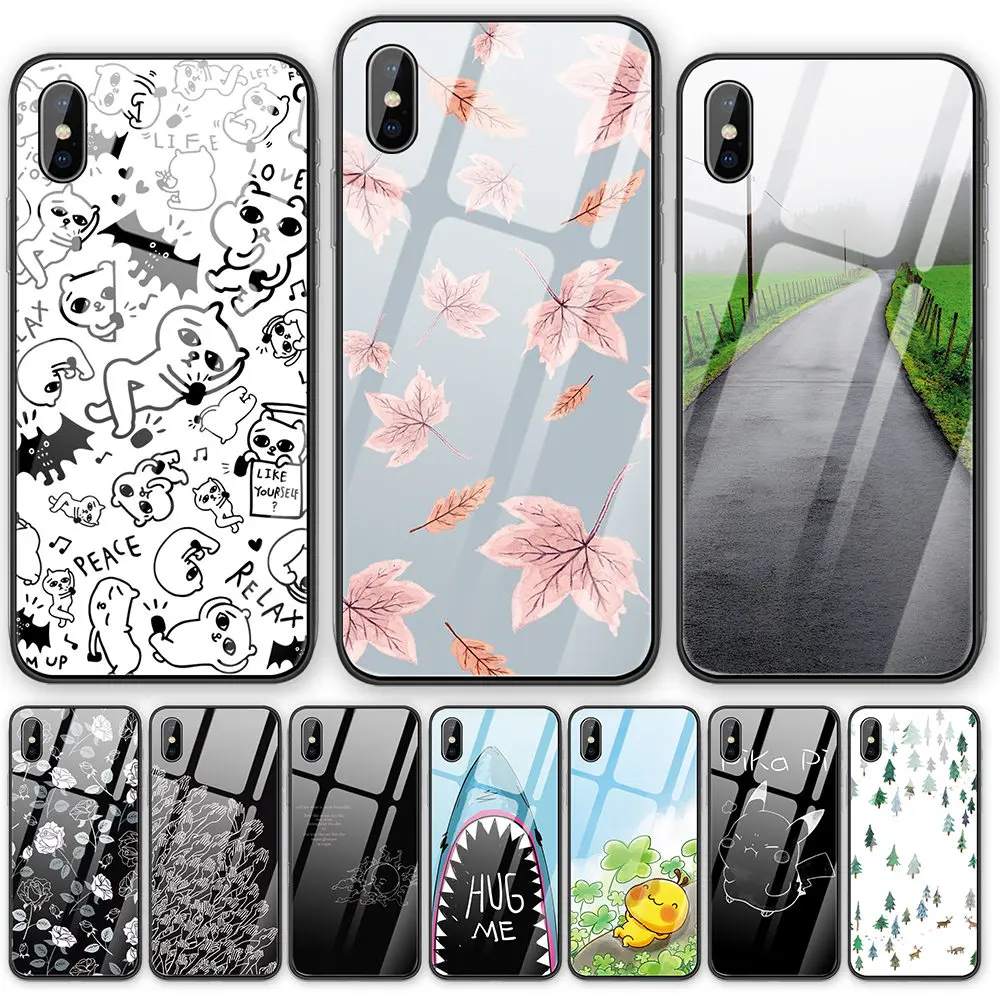 Натуральный чехол для телефона из закаленного стекла iPhone 5 5S SE 6 6S 7 8 Plus X XS XR XSMAX 11 Pro