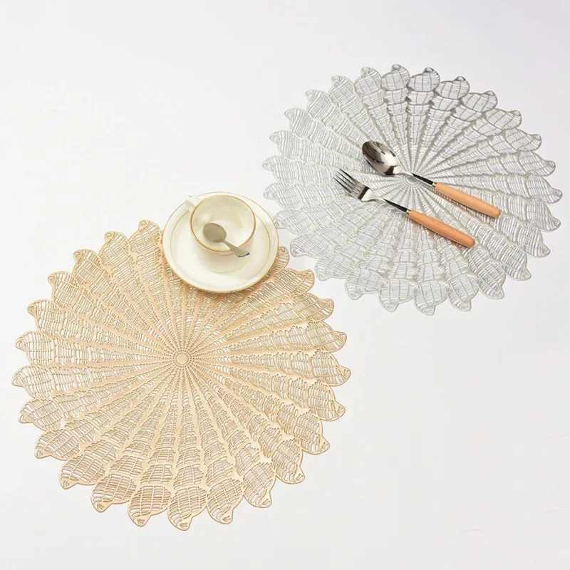 PVC Hollow Placemat Conch Pattern Gold Stamping Household Table Decoration | Дом и сад