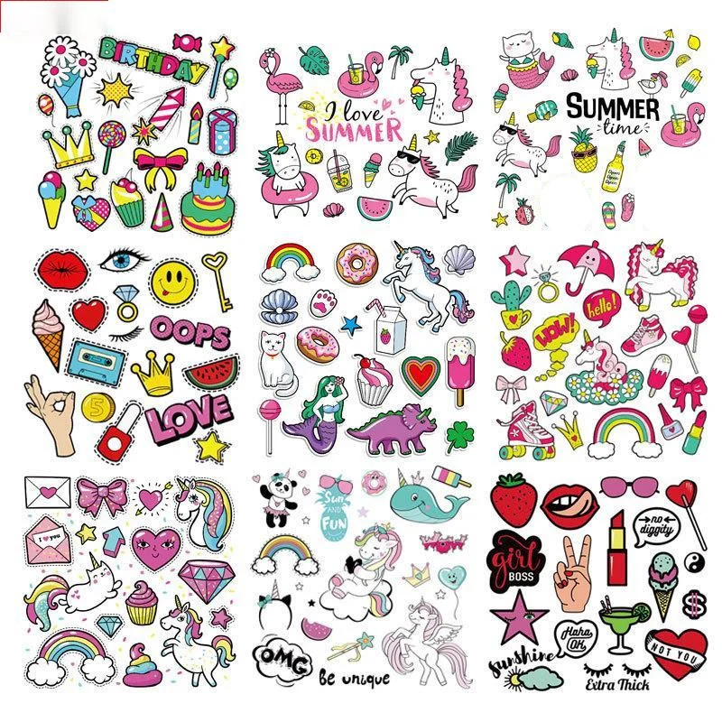 

A set of cartoon children's cute animal unicorn heat transfer sticker can be cut DIY children's cloth decals for iron on clothes