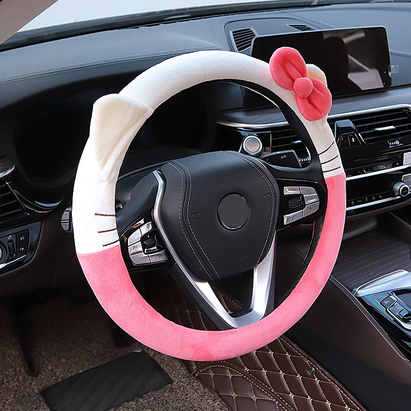 

Car Steering Wheel Cover Universal Cartoon Cat Mouse Summer Winter Warm Plush Lovely Bowknot Cute Wholesale Car Accessories