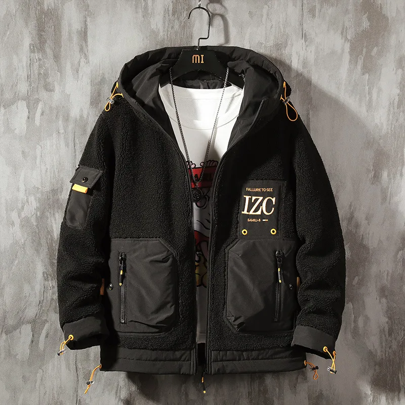 Мужская теплая куртка на молнии с капюшоном и карманами|Мужские куртки| |