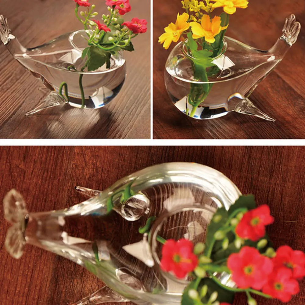 Милые КИТ украшения прозрачные стеклянные вазы модные домашние ремесла новые