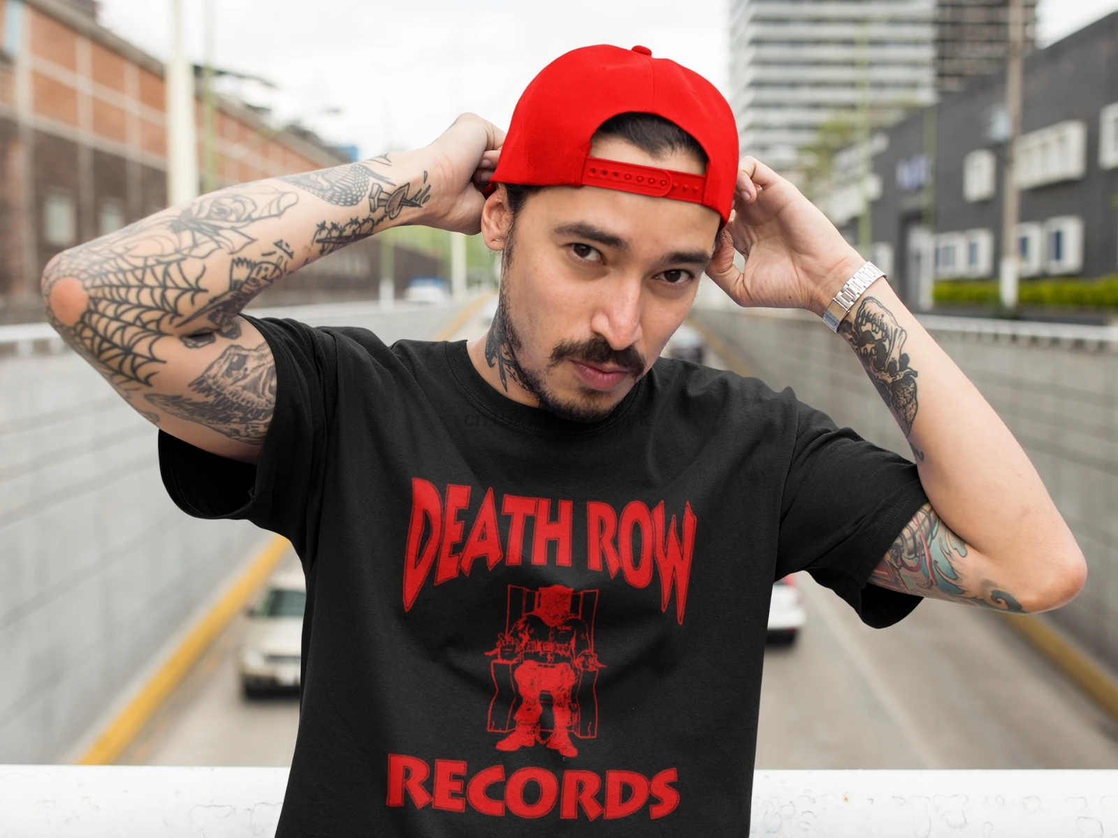 Футболка с надписью Death Row винтажная тенниска красным логотипом в стиле хип хоп 2Pac