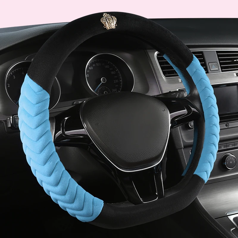 

D Shape 37-38CM Car Steering Wheel Cover Non-slip Plush for POLO GOLF 7 Scirocco Suzuki Swift Nissan Rogue High Quality