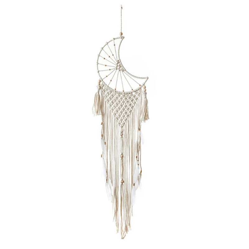 

Макраме-Луна, настенный подвесной гобелен ручной работы, плетеный Настенный декор в стиле бохо, Ловец снов, фон для детской комнаты, декор для комнаты